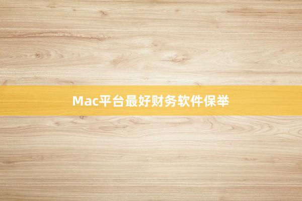 Mac平台最好财务软件保举